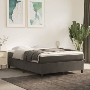 Box Spring Bed with Mattress Dark Grey Velvet