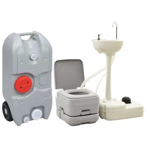 Portable Camping Toilet and Handwash Stand Set with Water Tank