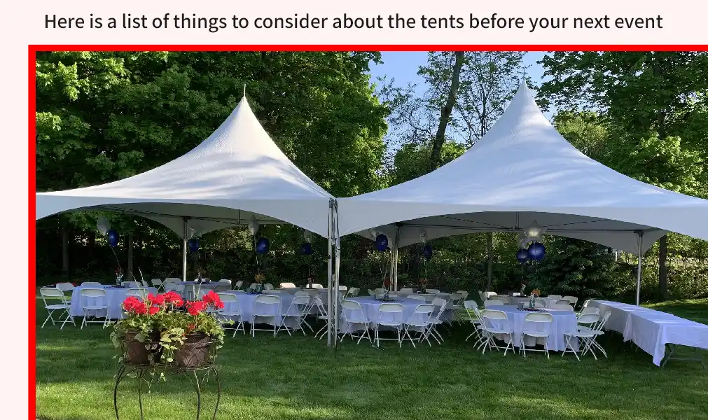 List of things to consider about the tents before your next event