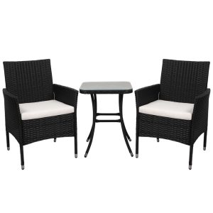 3 Pcs Outdoor Furniture Set Chair Table Patio Garden Rattan Seat Setting