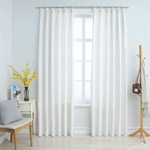 Blackout Curtains with Hooks 2 pcs Off White