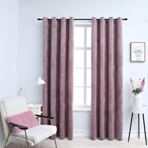 Blackout Curtains with Rings 2 pcs Velvet