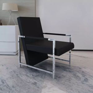 Armchair with Chrome Feet Faux Leather