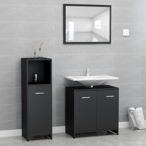 3 Piece Bathroom Furniture Set Engineered Wood