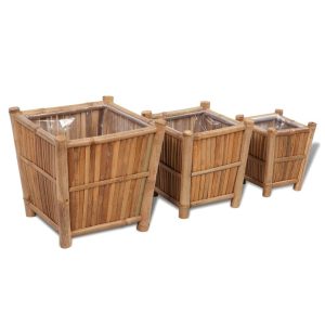 3 pcs Bamboo Raised Bed with Nylon Lining