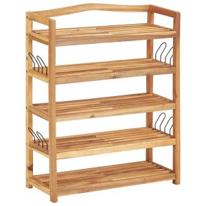 5-Tier Shoe Rack 64x26x80 cm Solid Acacia Wood