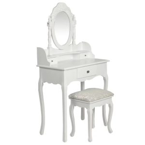 Dressing Table with Mirror and Stool White