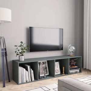 Parkstone Book Cabinet/TV Cabinet Grey 143x30x36 cm