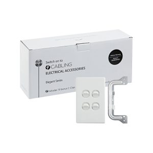 4C | Elegant Wall Switch 250V 16A - Vertical - 10 Pack with 10 FREE C-Clips