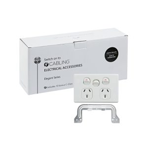 4C | Elegant Double Power Point 250V 10A with Extra Switch - 10 Pack with 10 FREE C-Clips