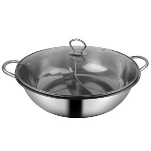 Stainless Steel Twin Mandarin Duck Hot Pot Induction Cookware