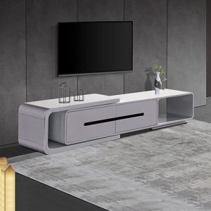 Harper TV Cabinet with 2 Storage Drawers Cabinet High Gloss Finish Shiny White Colour