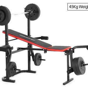 Powertrain Home Gym Workout Bench Press with 45kg Weights