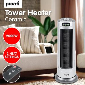 Pronti Electric Ceramic Tower Heater Silver