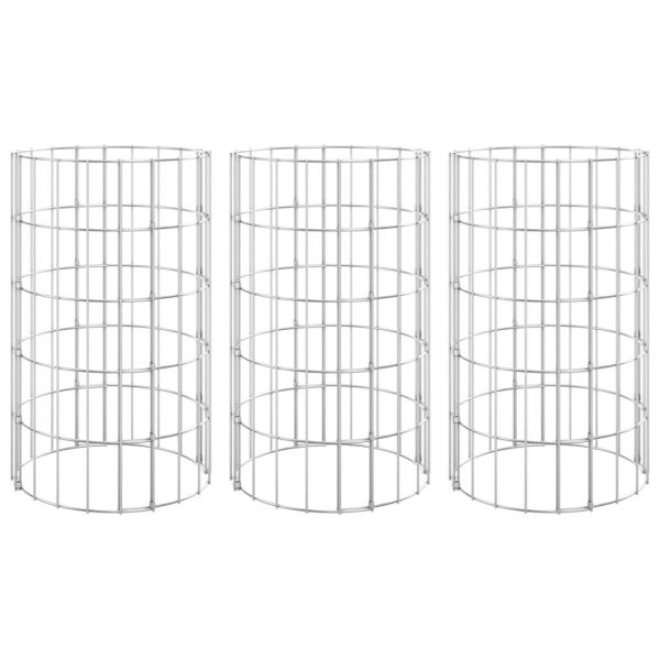 Circular Gabion Raised Beds 3 pcs Galvanised Steel Ø30×50 cm