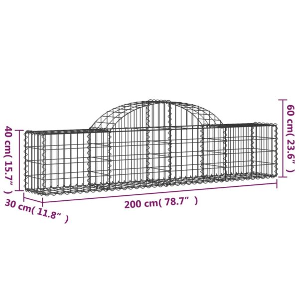 Arched Gabion Basket 200x30x40/60 cm Galvanised Iron