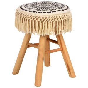 Stool White and Black Fabric