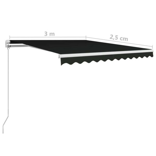 Manual Retractable Awning 300×250 cm Anthracite