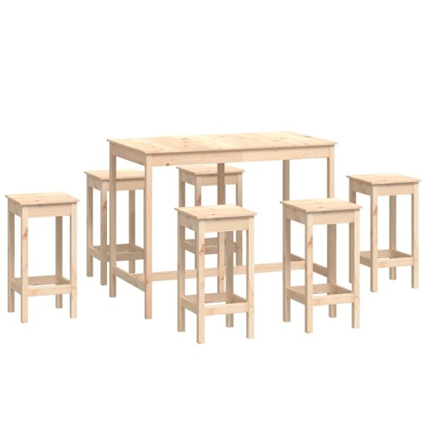 7 Piece Bar Set Solid Wood Pine