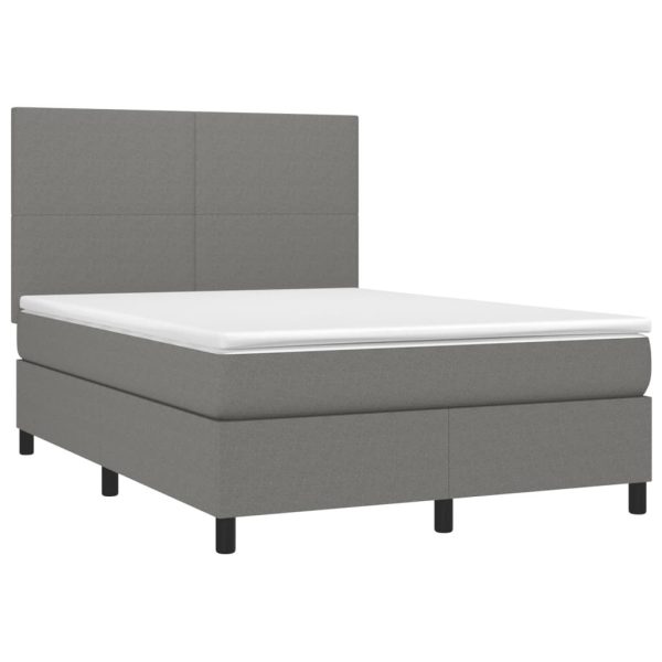 Box Spring Bed with Mattress Dark Grey 137×190 cm Double Fabric