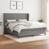 Box Spring Bed with Mattress Dark Grey 152×203 cm Queen Fabric