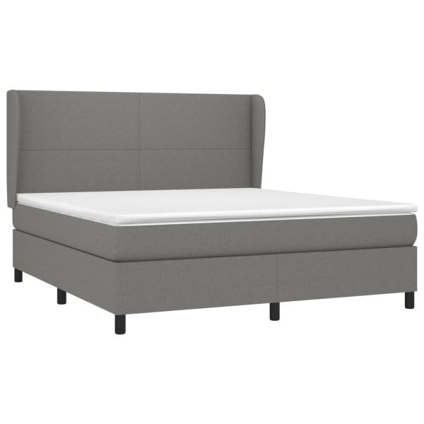 Box Spring Bed with Mattress Dark Grey 152×203 cm Queen Fabric