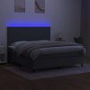 Box Spring Bed with Mattress&LED Dark Grey 152×203 cm Queen Fabric