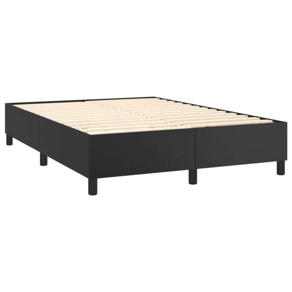 Box Spring Bed with Mattress&LED Black 152×203 cm Queen Faux Leather