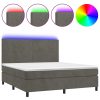 Box Spring Bed with Mattress&LED Dark Grey 152×203 cm Queen Velvet