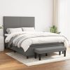 Box Spring Bed with Mattress Dark Grey 137×190 cm Double Fabric