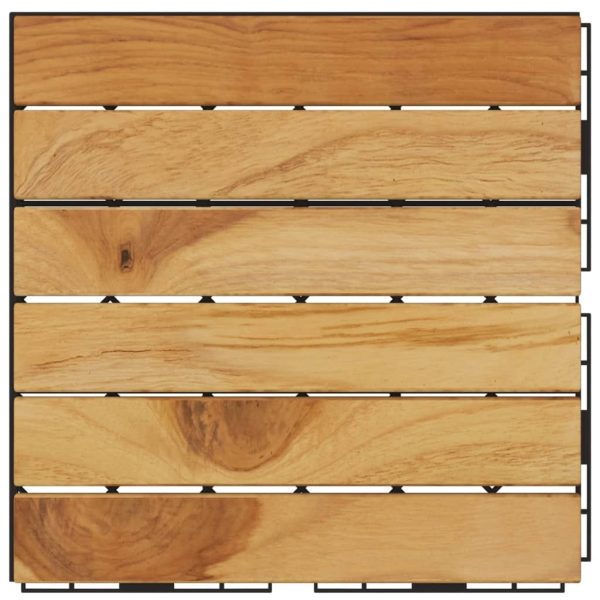 Decking Tiles 20 pcs 30×30 cm Solid Wood Teak Vertical Pattern