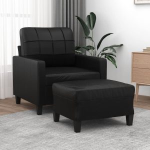 Sandleton Sofa Chair with Footstool Faux Leather