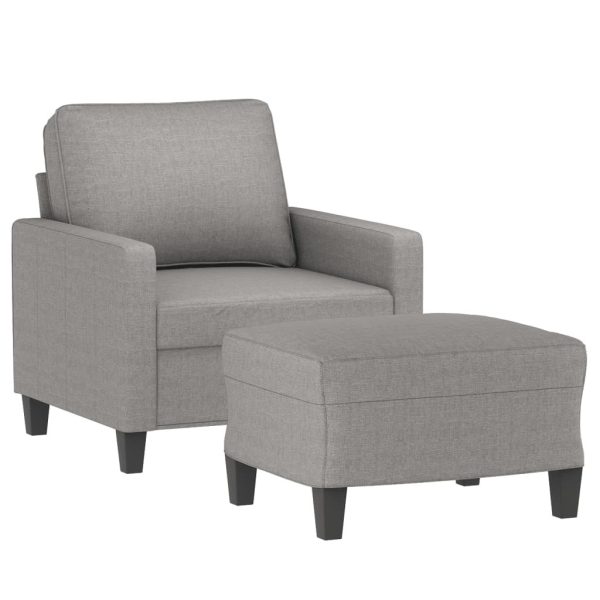 Saginaw Sofa Chair with Footstool Light Grey 60 cm Fabric