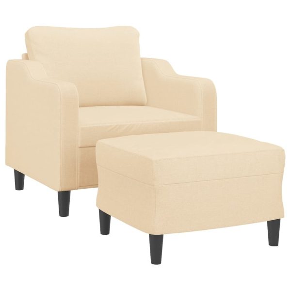 Seacombe Sofa Chair with Footstool Cream 60 cm Fabric