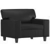 Southington Sofa Chair with Footstool Black 60 cm Faux Leather