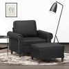 Sedona Sofa Chair with Footstool Black 60 cm Faux Leather