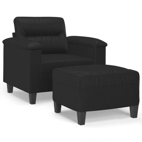 Dorridge Sofa Chair with Footstool Black 60 cm Faux Leather