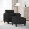 Dorridge Sofa Chair with Footstool Black 60 cm Faux Leather