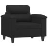 Dorridge Sofa Chair with Footstool Black 60 cm Faux Leather