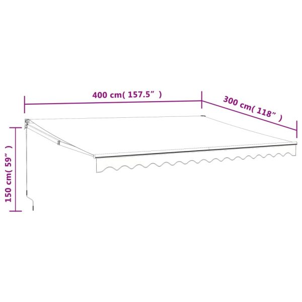 Retractable Awning Cream 4×3 m Fabric and Aluminium