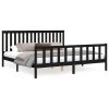 Bed Frame with Headboard Black 183×203 cm Solid Wood Pine King Size