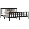 Bed Frame with Headboard Black 183×203 cm Solid Wood Pine King Size