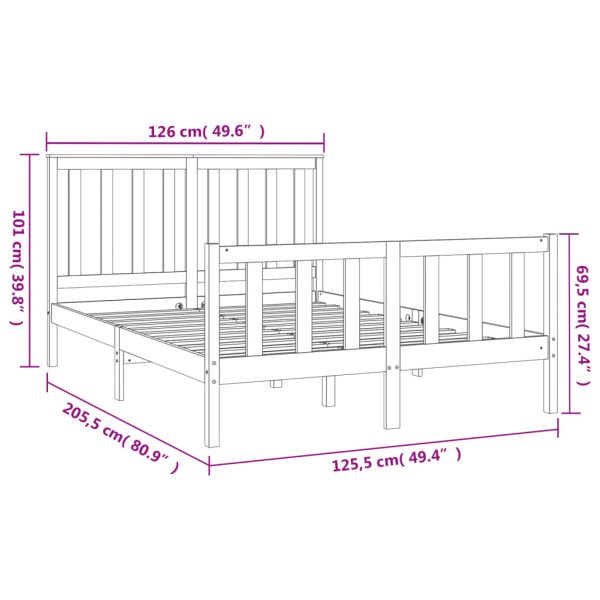 Bed Frame with Headboard Black 183×203 cm Solid Wood Pine King Size