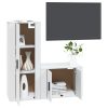 2 Piece TV Cabinet Set White Engineered Wood