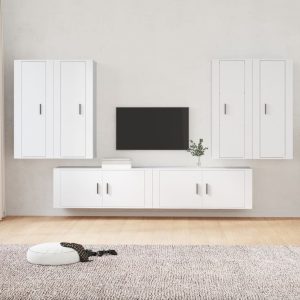 6 Piece TV Cabinet Set Engineered Wood