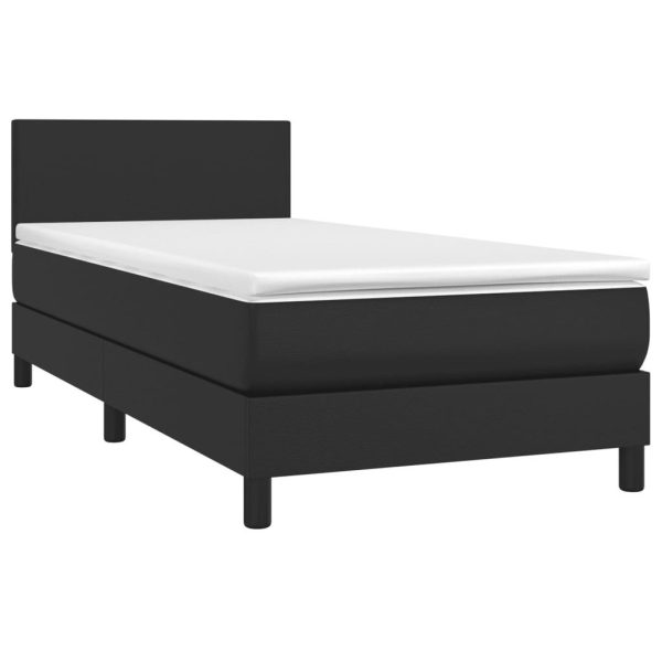 Box Spring Bed with Mattress&LED Black 100x200cm Faux Leather