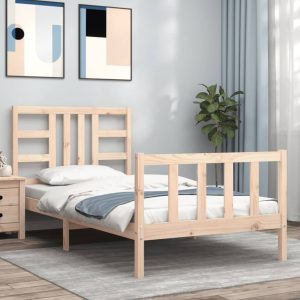 Bed Frame with Headboard Solid Wood