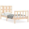 Bed Frame with Headboard 92×187 cm Single Solid Wood