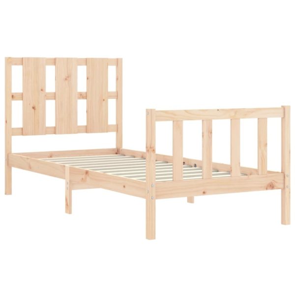 Bed Frame with Headboard 92×187 cm Single Solid Wood