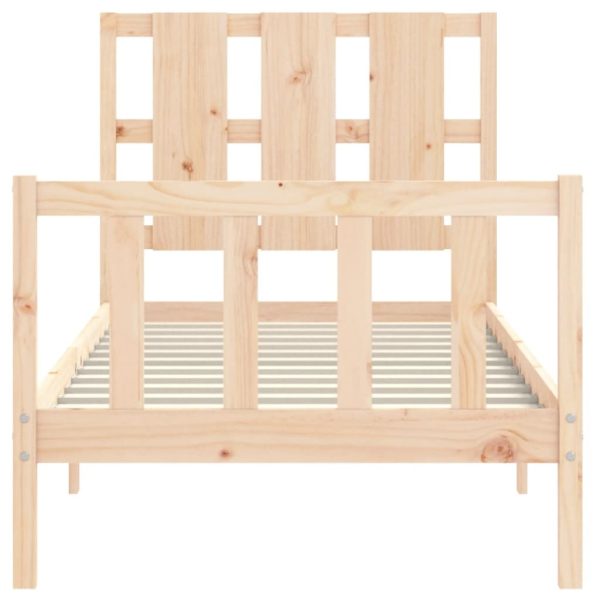 Bed Frame with Headboard 92×187 cm Single Solid Wood